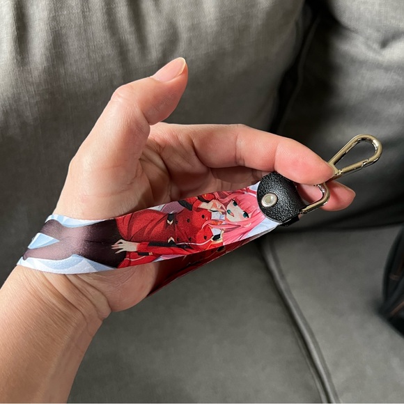 Handmade High Quality Zero Two Anime Wristlet Lanyard Keychain - Picture 2 of 7